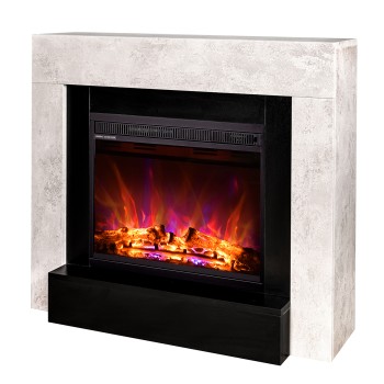 Semineu electric decorativ cu mobilier, Martin & Lorance, Bej/begru, Flacara multicolora, Art Flame 1000 x 860 x 300