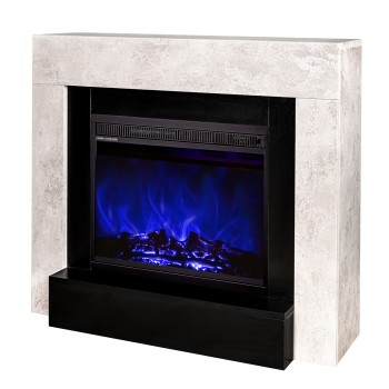 Semineu electric decorativ cu mobilier, Martin & Lorance, Bej/begru, Flacara multicolora, Art Flame 1000 x 860 x 300