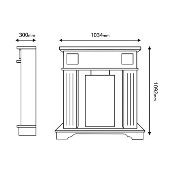 Semineu electric decorativ cu mobilier, Marina extra & Galileo Gold, Alb, Art Flame 1034 x 1092 x 300