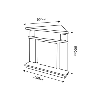 Semineu electric decorativ cu mobilier, Marina colt & Galileo Silver, Nuc, Art Flame 1000 x 1000 x 500