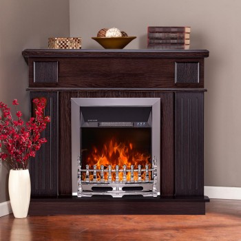 Semineu electric decorativ cu mobilier, Marina colt & Galileo Silver, Wenge, Art Flame 1000 x 1000 x 500