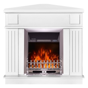 Semineu electric decorativ cu mobilier, Marina colt & Galileo Silver, Alb, Art Flame 1000 x 1000 x 500
