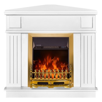 Semineu electric decorativ cu mobilier, Marina colt & Galileo Gold, Alb, Art Flame 1000 x 1000 x 500