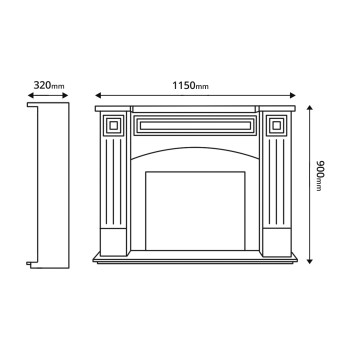 Semineu electric decorativ cu mobilier, Magnolia & Mars, Fildeș/gri închis, Art Flame 1150 x 900 x 320
