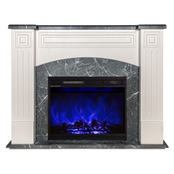 Semineu electric decorativ cu mobilier, Magnolia & Lorance, Fildeș/gri închis, Flacara multicolora, Art Flame 1150 x 900 x 320