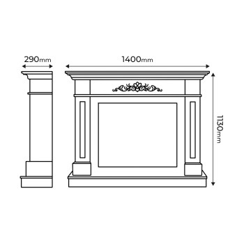 Semineu electric decorativ cu mobilier, Luca & Carmen, Crem/gri, Art Flame 1400 x 1130 x 290