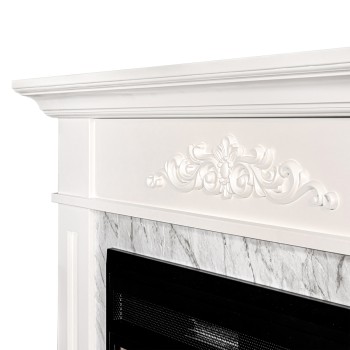 Semineu electric decorativ cu mobilier, Luca & Carmen, Crem/gri, Art Flame 1400 x 1130 x 290