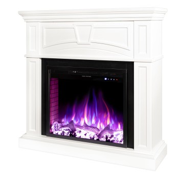 Semineu electric decorativ cu mobilier, Laura & Tomas, Alb, Flacara multicolora, Art Flame 1080 x 1000 x 270