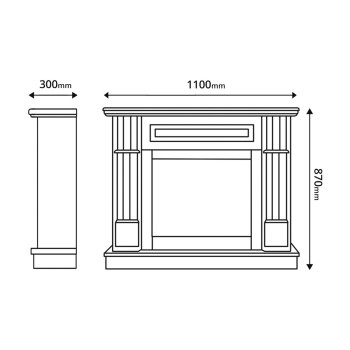 Semineu electric decorativ cu mobilier, Latifa & Lorance, Fildeș, Flacara multicolora, Art Flame 1100 x 870 x 300