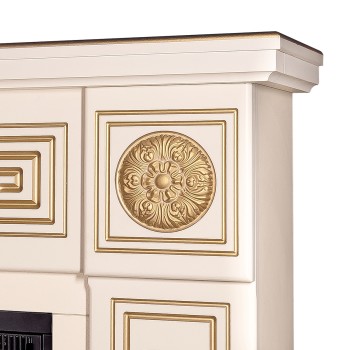 Semineu electric decorativ cu mobilier, Latifa & Lorance, Fildeș, Flacara multicolora, Art Flame 1100 x 870 x 300