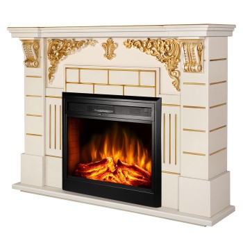 Semineu electric decorativ cu mobilier, Imperial & Carmen, Fildeș , Art Flame 1450 x 1110 x 380