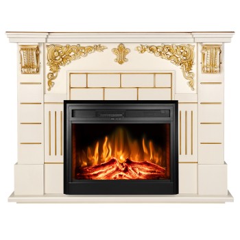 Semineu electric decorativ cu mobilier, Imperial & Carmen, Fildeș , Art Flame 1450 x 1110 x 380