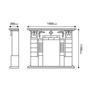 Semineu electric decorativ cu mobilier, Imperial & Richi, Fildeș, Art Flame 1450 x 1110 x 380