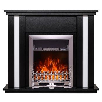 Semineu electric decorativ cu mobilier, Gustavo & Galileo Silver, Negru/alb, Art Flame 1100 x 950 x 270