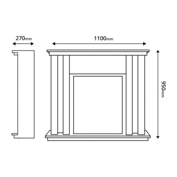 Semineu electric decorativ cu mobilier, Gustavo & Galileo Gold, Negru/alb, Art Flame 1100 x 950 x 270