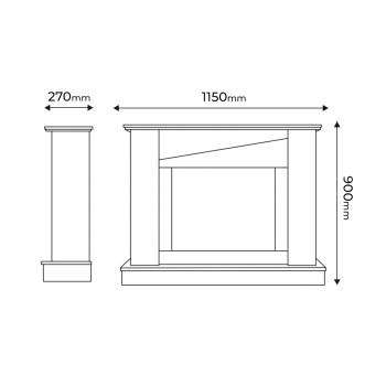 Semineu electric decorativ cu mobilier, Gaspar & Lorance, Alb/wenge, Flacara multicolora, Art Flame 1150 x 900 x 270