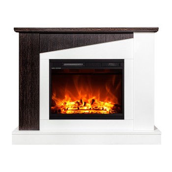 Semineu electric decorativ cu mobilier, Gaspar & Lorance, Alb/wenge, Flacara multicolora, Art Flame 1150 x 900 x 270