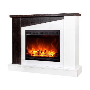 Semineu electric decorativ cu mobilier, Gaspar & Lorance, Alb/wenge, Flacara multicolora, Art Flame 1150 x 900 x 270