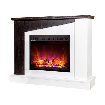 Semineu electric decorativ cu mobilier, Gaspar & Lorance, Alb/wenge, Flacara multicolora, Art Flame 1150 x 900 x 270