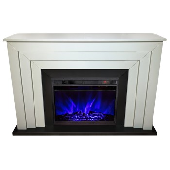 Semineu electric decorativ cu mobilier, Fabiano & Lorance, Gri , Flacara multicolora, Art Flame 1300 x 850 x 300