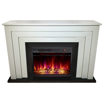 Semineu electric decorativ cu mobilier, Fabiano & Lorance, Gri , Flacara multicolora, Art Flame 1300 x 850 x 300