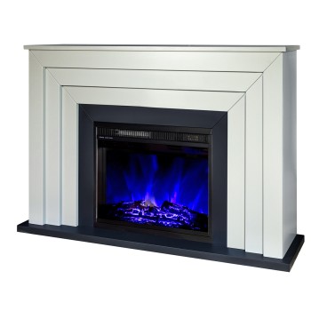 Semineu electric decorativ cu mobilier, Fabiano & Lorance, Gri , Flacara multicolora, Art Flame 1300 x 850 x 300