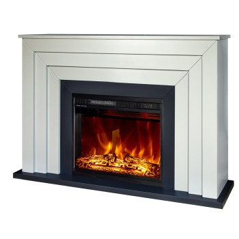 Semineu electric decorativ cu mobilier, Fabiano & Lorance, Gri , Flacara multicolora, Art Flame 1300 x 850 x 300