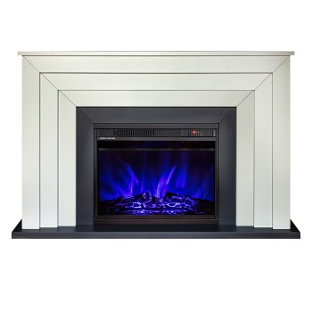 Semineu electric decorativ cu mobilier, Fabiano & Lorance, Gri , Flacara multicolora, Art Flame 1300 x 850 x 300