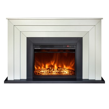 Semineu electric decorativ cu mobilier, Fabiano & Lorance, Gri , Flacara multicolora, Art Flame 1300 x 850 x 300