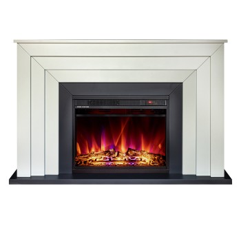 Semineu electric decorativ cu mobilier, Fabiano & Lorance, Gri , Flacara multicolora, Art Flame 1300 x 850 x 300