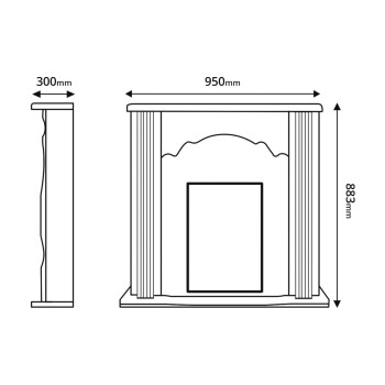 Semineu electric decorativ cu mobilier, Clasic & Corsica, Alb, Art Flame 950 x 883 x 300
