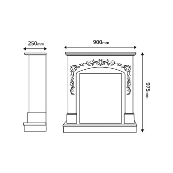 Semineu electric decorativ cu mobilier, Casanova & Galileo Silver, Alb/negru, Art Flame 900 x 975 x 250