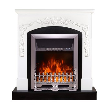 Semineu electric decorativ cu mobilier, Casanova & Galileo Silver, Alb/negru, Art Flame 900 x 975 x 250