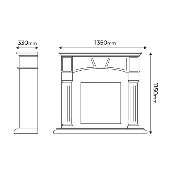 Semineu electric decorativ cu mobilier, Casandra & Mirabella, Alb/negru, Art Flame 1350 x 1150 x 330