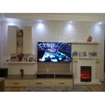 Semineu electric decorativ cu mobilier, Calisto & Corsica, Alb, Art Flame 1100 x 1020 x 300