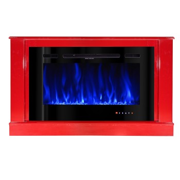 Semineu electric decorativ cu mobilier, Bernard mini & Adeli, Roșu, Flacara multicolora, Art Flame 1215 x 725 x 300