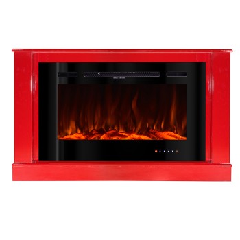 Semineu electric decorativ cu mobilier, Bernard mini & Adeli, Roșu, Flacara multicolora, Art Flame 1215 x 725 x 300