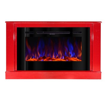 Semineu electric decorativ cu mobilier, Bernard mini & Adeli, Roșu, Flacara multicolora, Art Flame 1215 x 725 x 300