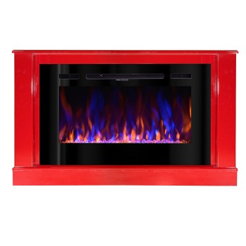 Semineu electric decorativ cu mobilier, Bernard mini & Adeli, Roșu, Flacara multicolora, Art Flame 1215 x 725 x 300