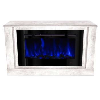 Semineu electric decorativ cu mobilier, Bernard mini lux & Adeli, Gri, Flacara multicolora, Art Flame 1215 x 725 x 300