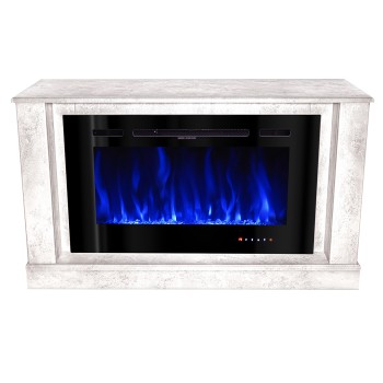 Semineu electric decorativ cu mobilier, Bernard mini lux & Adeli, Gri, Flacara multicolora, Art Flame 1215 x 725 x 300