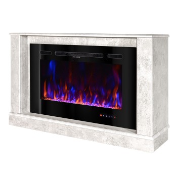 Semineu electric decorativ cu mobilier, Bernard mini lux & Adeli, Gri, Flacara multicolora, Art Flame 1215 x 725 x 300