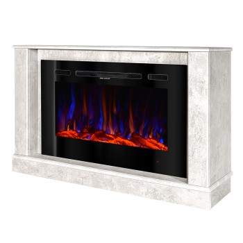 Semineu electric decorativ cu mobilier, Bernard mini lux & Adeli, Gri, Flacara multicolora, Art Flame 1215 x 725 x 300