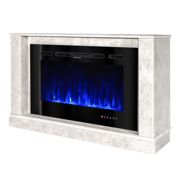 Semineu electric decorativ cu mobilier, Bernard mini lux & Adeli, Gri, Flacara multicolora, Art Flame 1215 x 725 x 300