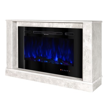Semineu electric decorativ cu mobilier, Bernard mini lux & Adeli, Gri, Flacara multicolora, Art Flame 1215 x 725 x 300