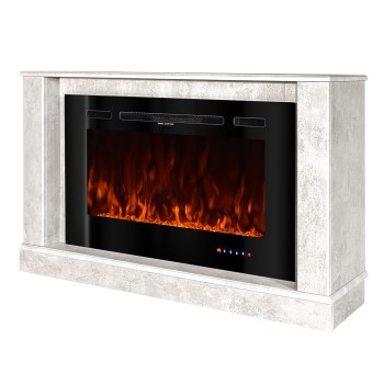 Semineu electric decorativ cu mobilier, Bernard mini lux & Adeli, Gri, Flacara multicolora, Art Flame 1215 x 725 x 300