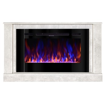 Semineu electric decorativ cu mobilier, Bernard mini lux & Adeli, Gri, Flacara multicolora, Art Flame 1215 x 725 x 300