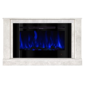 Semineu electric decorativ cu mobilier, Bernard mini lux & Adeli, Gri, Flacara multicolora, Art Flame 1215 x 725 x 300