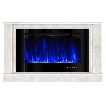 Semineu electric decorativ cu mobilier, Bernard mini lux & Adeli, Gri, Flacara multicolora, Art Flame 1215 x 725 x 300