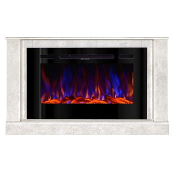 Semineu electric decorativ cu mobilier, Bernard mini lux & Adeli, Gri, Flacara multicolora, Art Flame 1215 x 725 x 300